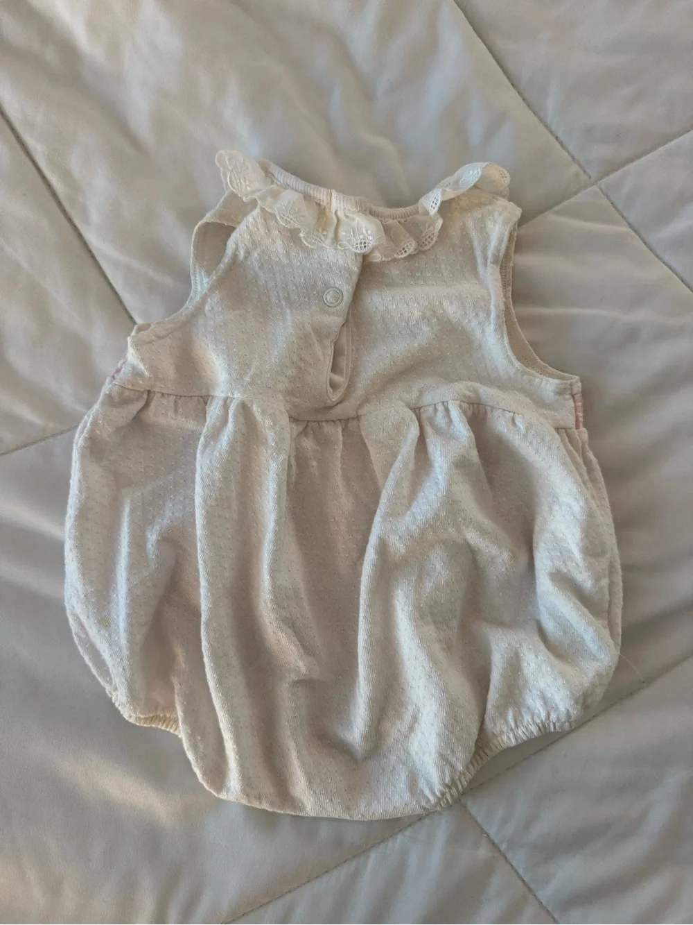 Vintage 80s Carter's Cream & Pink Baby Girl Romper